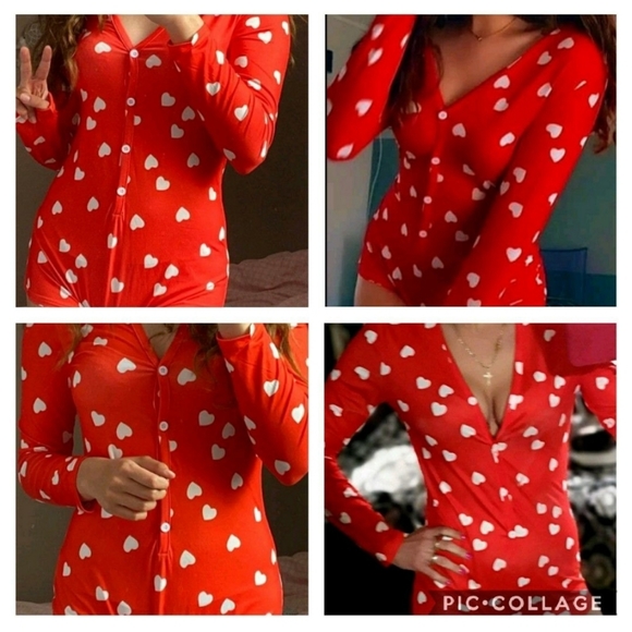 Medium pajama romper with heart details - Picture 4 of 7
